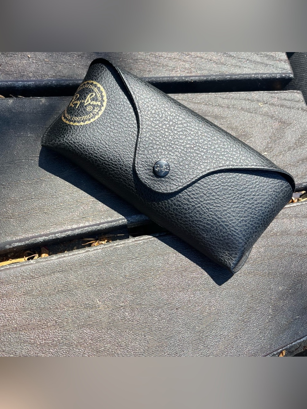 NWT Ray Ban Black Leather Sunglasses Case with Gold Logo